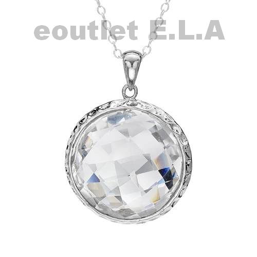 13.8ct GENUINE WHITE QUARTZ SILVER NECKLACE-28x21mm